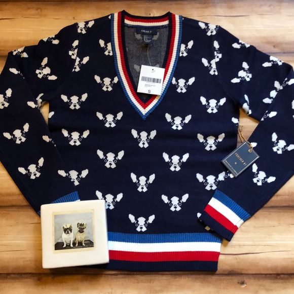 Forever 21 Sweaters - Forever 21 Boston Terrier/French Bulldog sweater